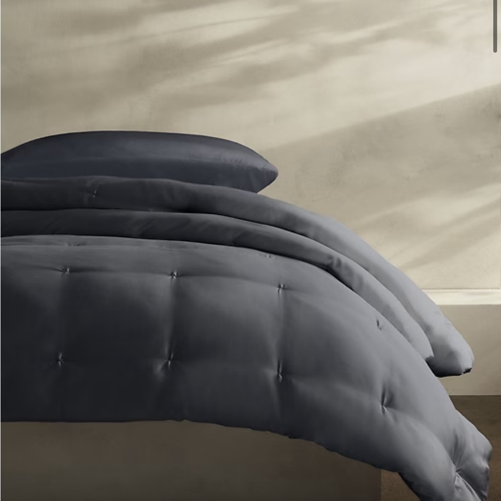 Luxury Banana Republic Lofty Silk Comforter & Shams NWT Slate Blue